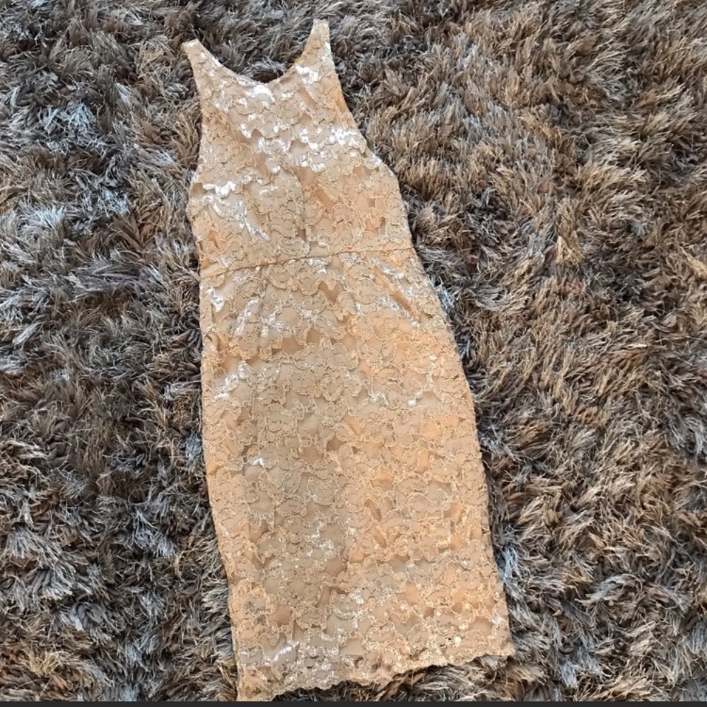 Alice + Olivia Gold Lace Mini Dress